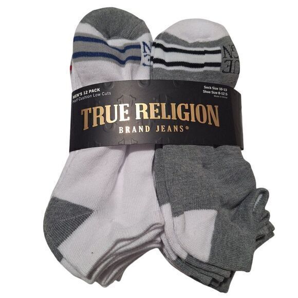 True Religion Other - True‎ Religion Men's Low Cut Socks 12 Pack Size 10-13 Cushioned Gray White-NEW